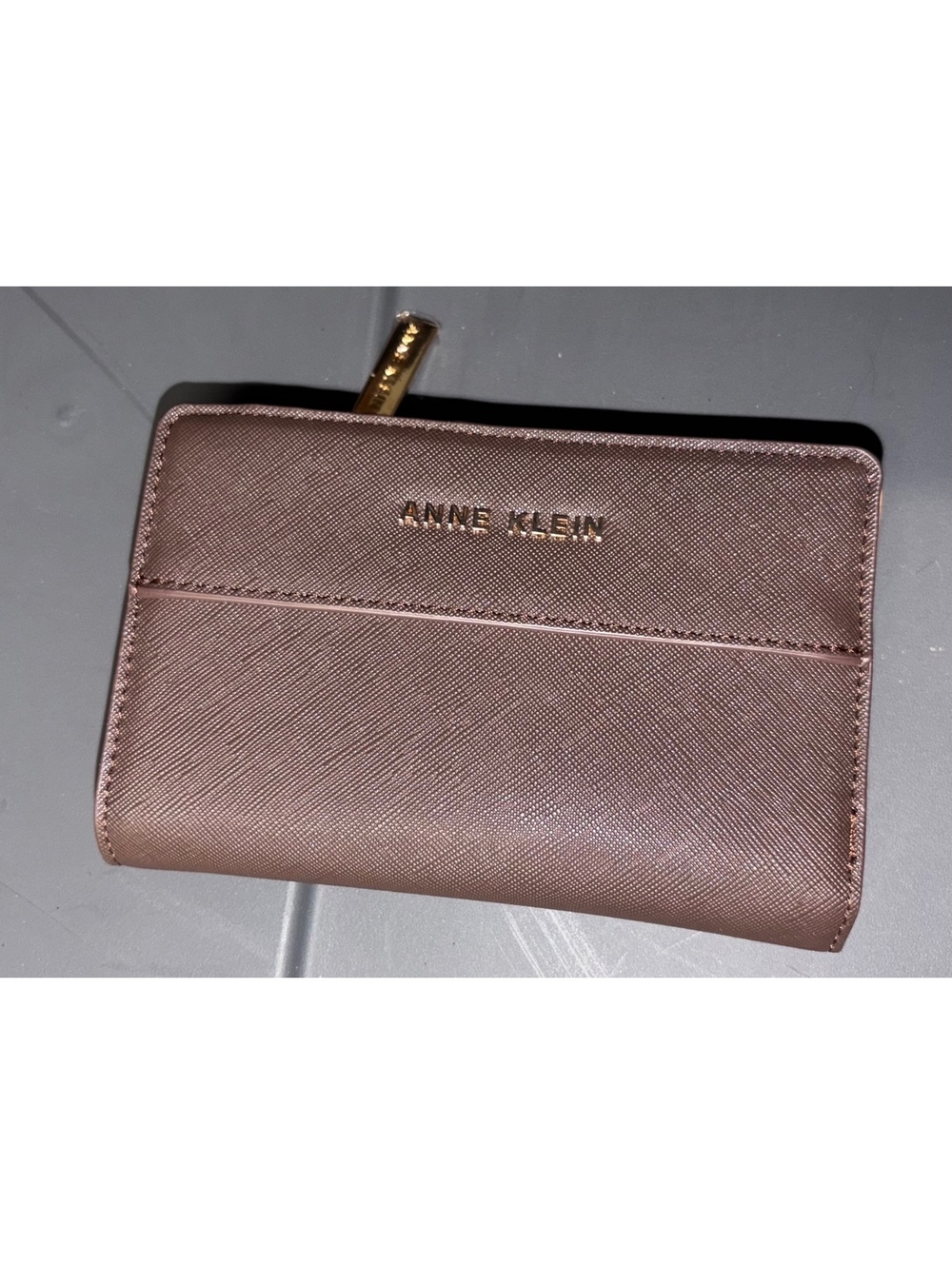 Anne Klein Taupe Rose Gold Compact Bifold Wallet